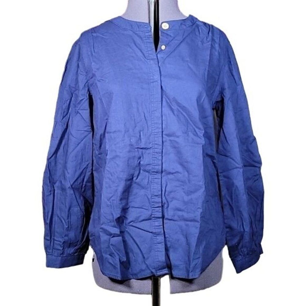 NWOT Denim & Co. Naturals Linen Blend Button-Front Top Sz M